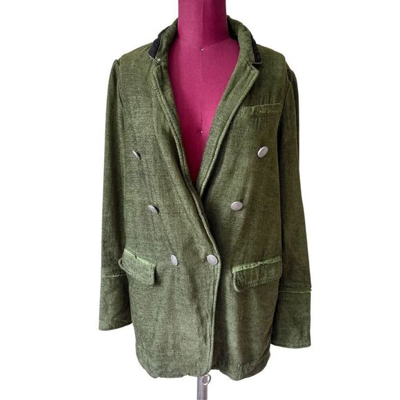 Free People Military Jacket Olive Green size XS Button Front Blazer Oversized - Picture 2 of 12